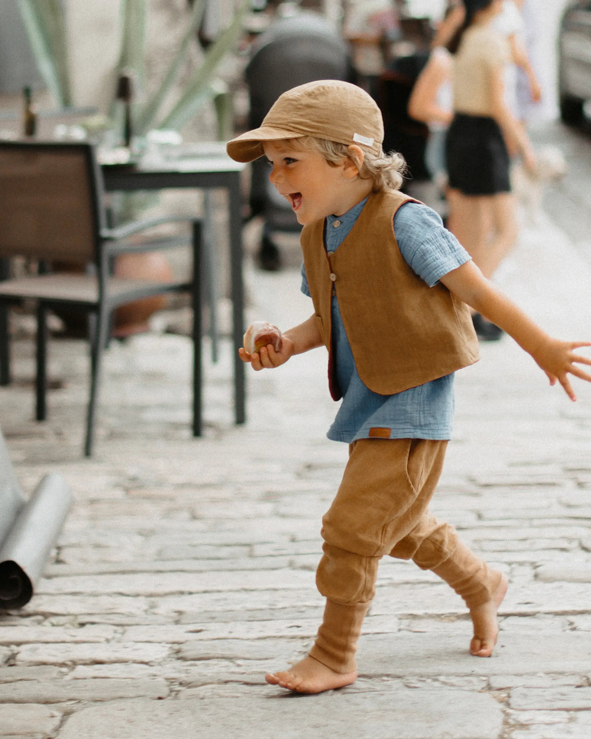 Leinen Knickerbocker, Weste und Cap für Kinder. Baby Sommer Outfit aus Leinen für Einschulung, Hochzeit, Taufe.