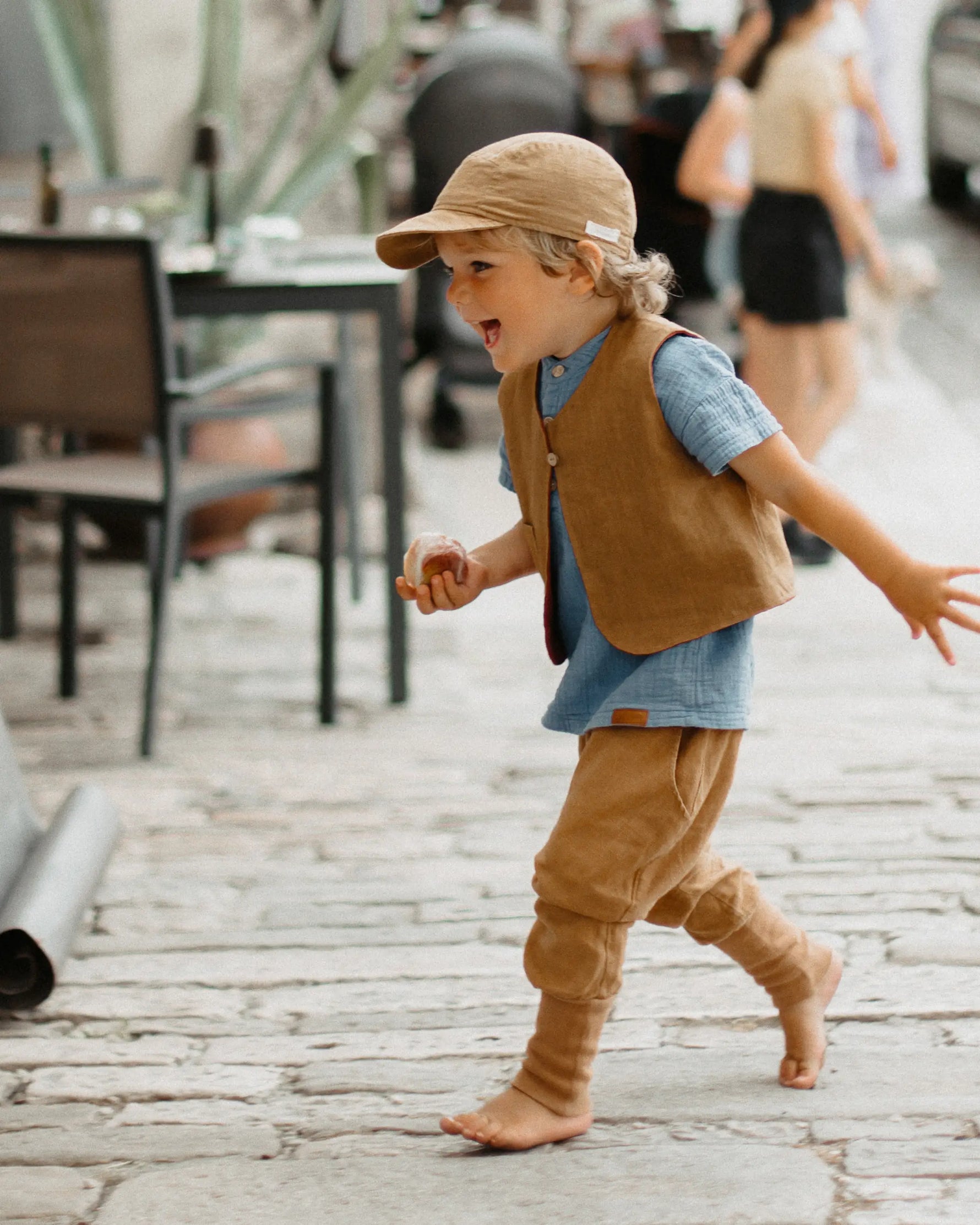 Leinen Knickerbocker, Weste und Cap für Kinder. Baby Sommer Outfit aus Leinen für Einschulung, Hochzeit, Taufe.
