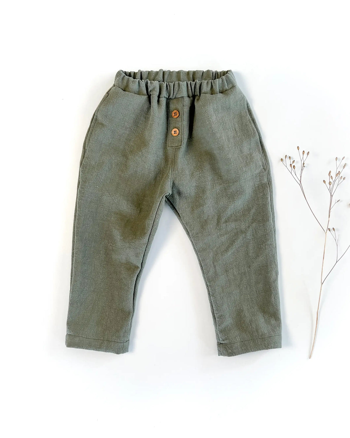 nachhaltige ganzjahres unisex Leinenhose mit langem Bein fuer Kinder und Babys