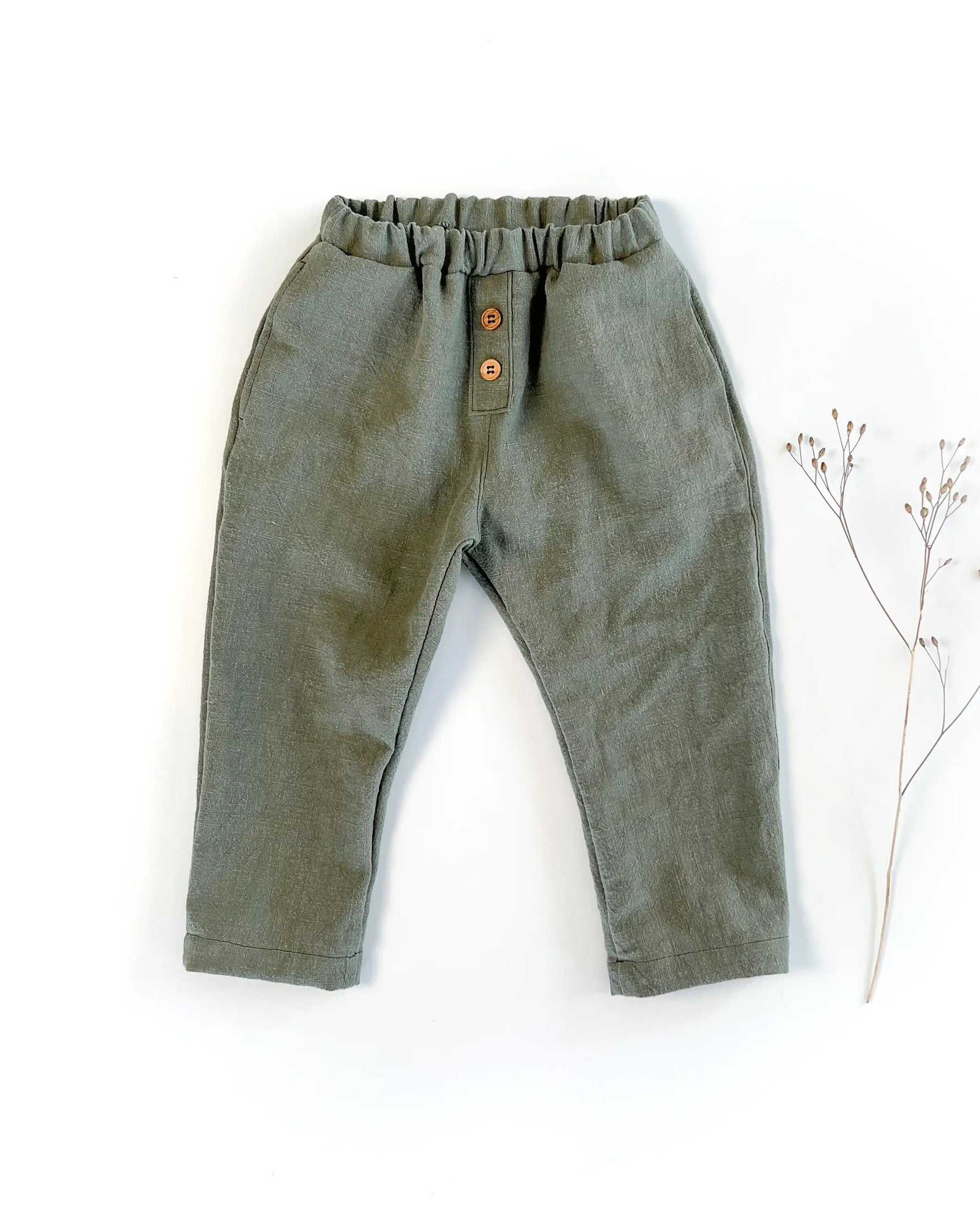 nachhaltige ganzjahres unisex Leinenhose mit langem Bein fuer Kinder und Babys