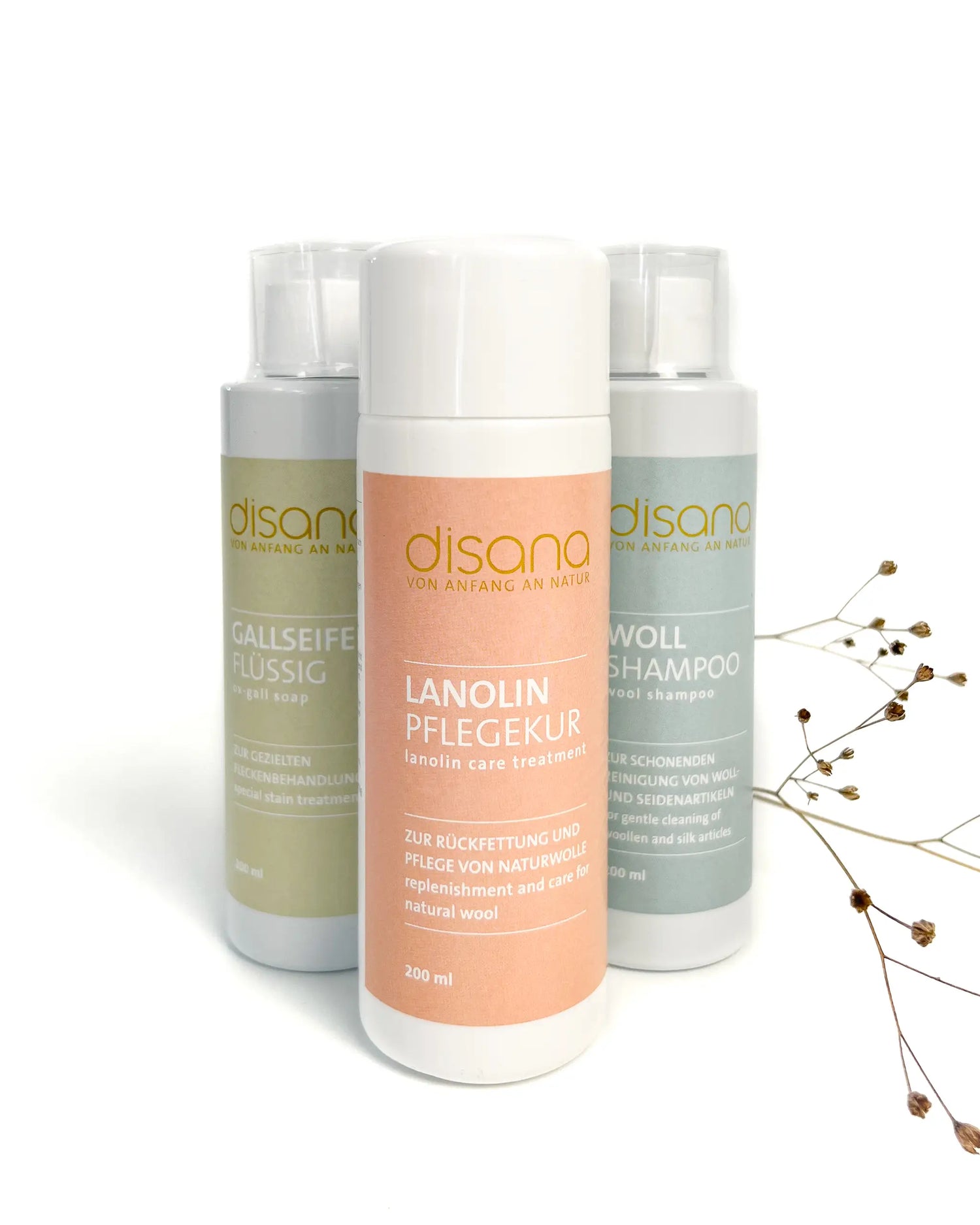 Reinigung und Pflege Set: Wollshampoo, Gallseife und Lanolin-Pflegekur zum Angebotspreis
