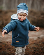 mulesingfreie walkjacke mit verdecktem reissverschluss für kinder in rauchblau