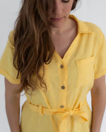 lockeres Hemdkleid aus gewaschenem Leinen für Damen, stilltauglich für Mamas, atmungsaktiv und bequem mit zeitlosem Schnitt
