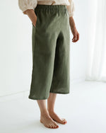 Leinen Culotte Damen aus 100% Leinen, weite Sommerhose mit High Waist Schnitt, luftig und elegant für warme Tage.