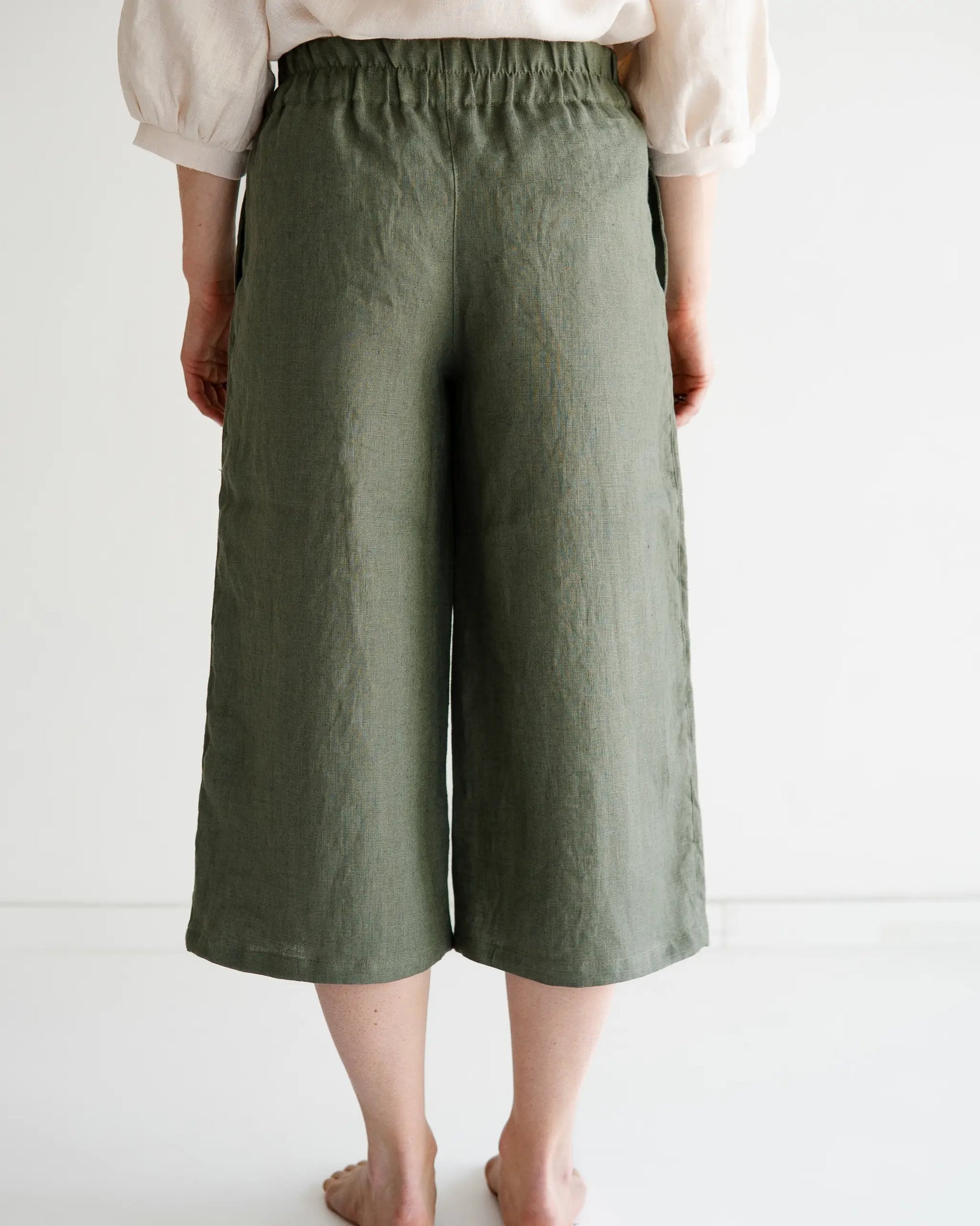 Damen Culotte Leinen, leichte und atmungsaktive Hose mit weitem Bein, bequem und vielseitig kombinierbar.