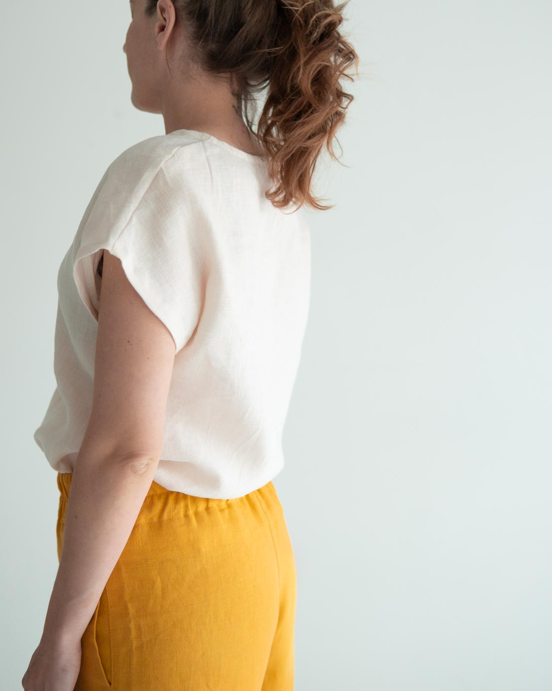 Sofortkauf: Leinen Shirt für Damen in Wollweiß, Gr. S (34/36)