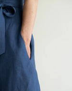 Wickelkleid für Damen aus 100% Leinen, luftig und weich, Kleid mit seitlichen Taschen 