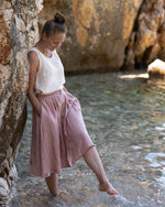 Eleganter wadenlanger Damenrock aus 100% Leinen - ideal für den Sommer