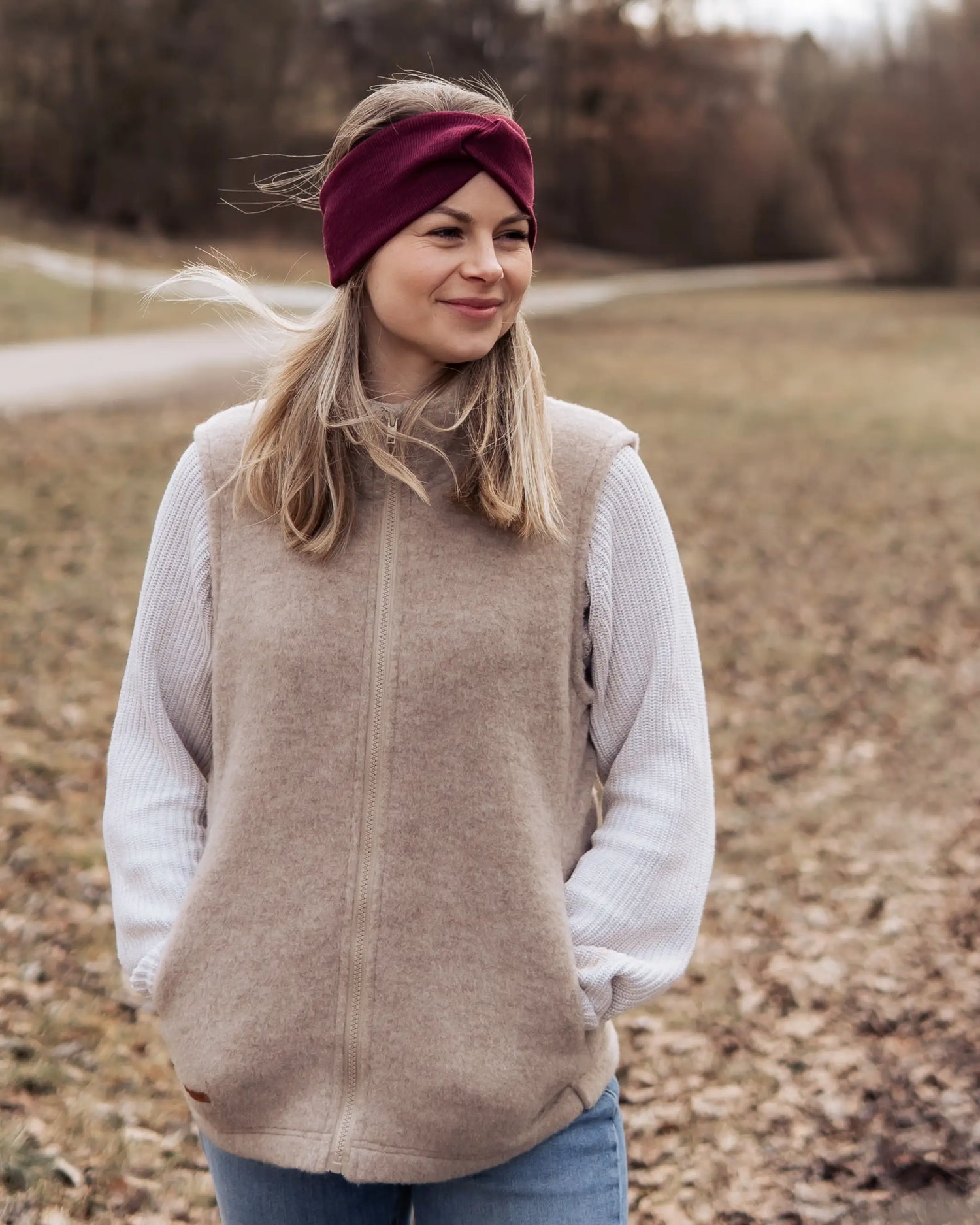 Damen Wollfleece Weste aus Bio Merinowolle, leicht und wärmend für Spaziergänge, Alltag und kühle Tage in der Übergangszeit