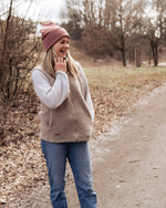 Damen Wollfleece Weste aus Bio Merinowolle in Sand, weich und atmungsaktiv für Alltag, Job und kühle Tage im Frühling und Herbst