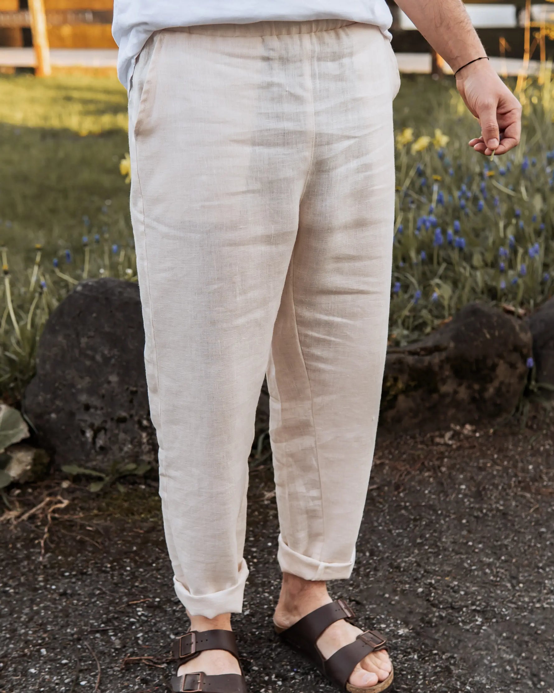 leichte Sommerhose für Männer aus hochwertigem Leinen, bequeme Leinen Chino für feierliche Anlässe, Hochzeit, Taufe, Geburtstage für das perfekte Familienoutfit