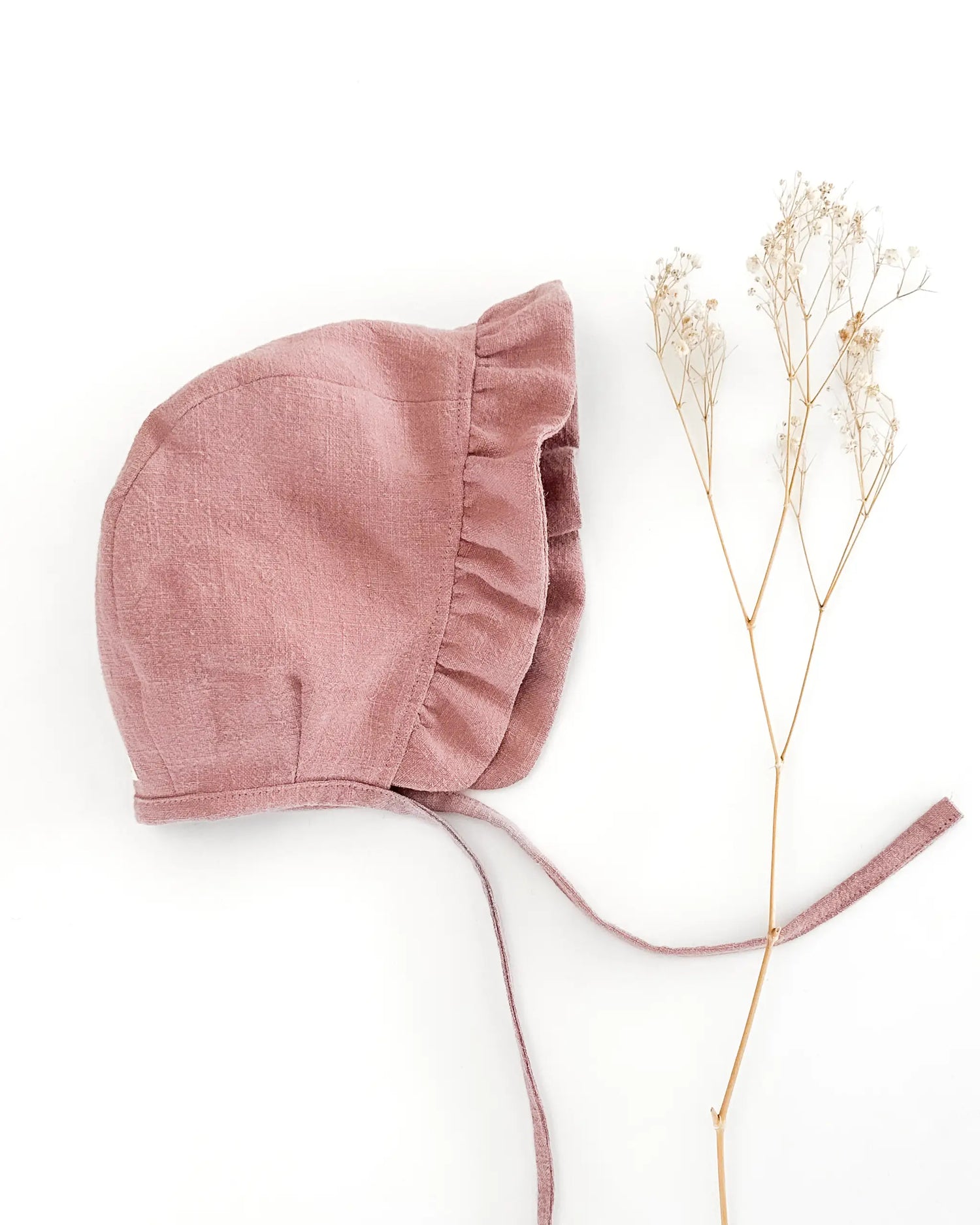 Leinen Bonnet für Babys und Kinder aus 100% weichem Leinen, atmungsaktive Babymütze für Sommer und Übergangszeit mit Bindebändern, schützt Kopf, Ohren und Gesicht vor Sonne und Wind.