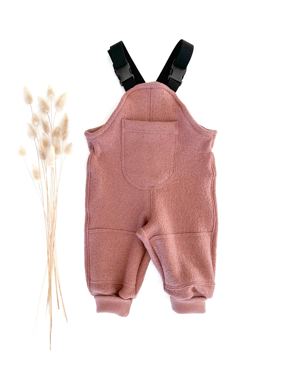 Mädchen Wollwalk Latzhose für kinder mit Wollbündchen und Verstärkten Knien in altrosa 
