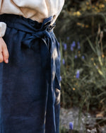 Mädchen Sommerhose Culotte aus Leinen mit Paperbag-Bund und Bindeschleife, bequem und mitwachsend für Alltag und Freizeit