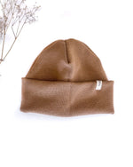 warme Wintermütze aus Merinowolle - Hipster Beanie für Damen, Kinder und Babys Camel