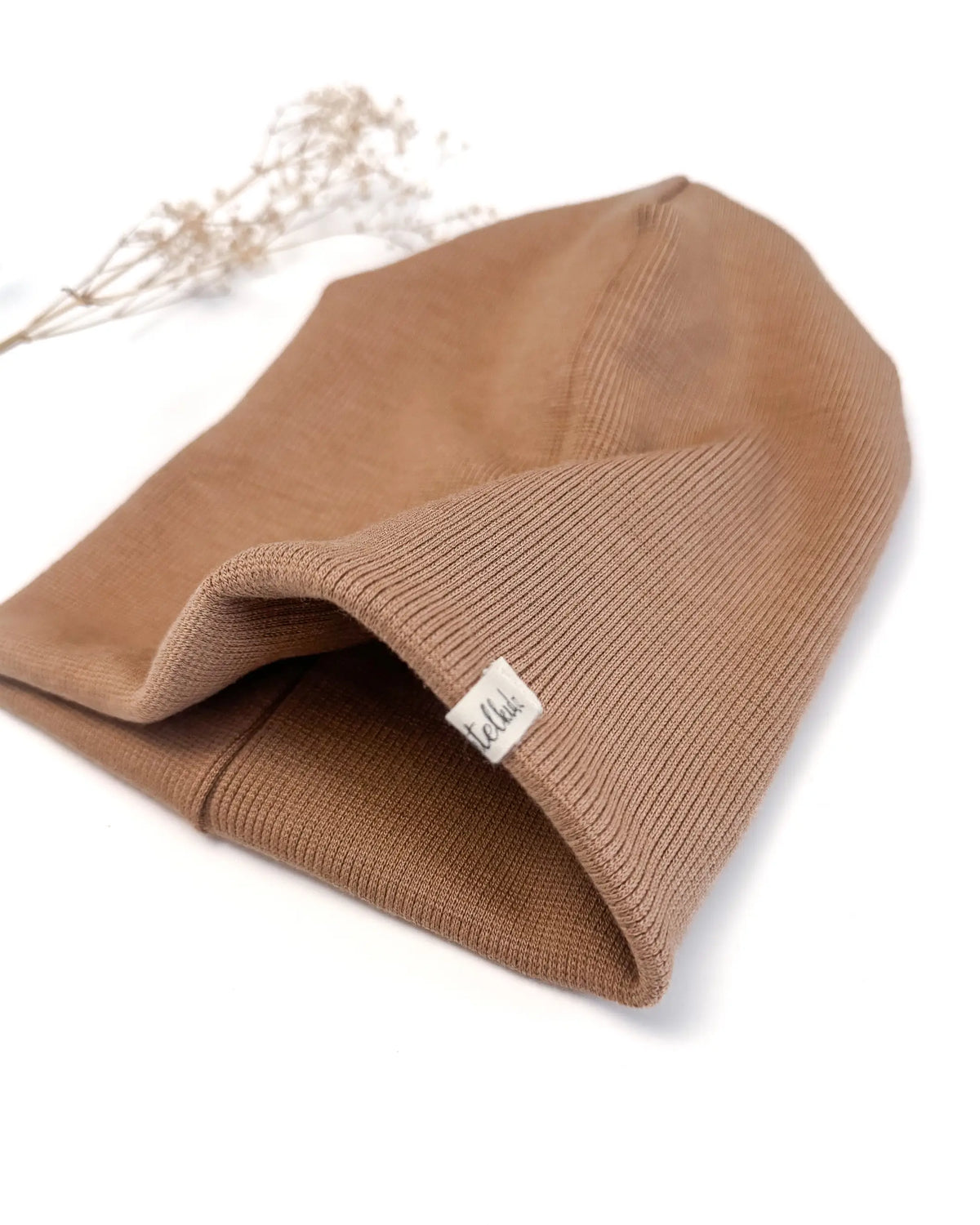 Detailaufnahme Bio Merino Strick Beanie für Damen, Kinder und Babys