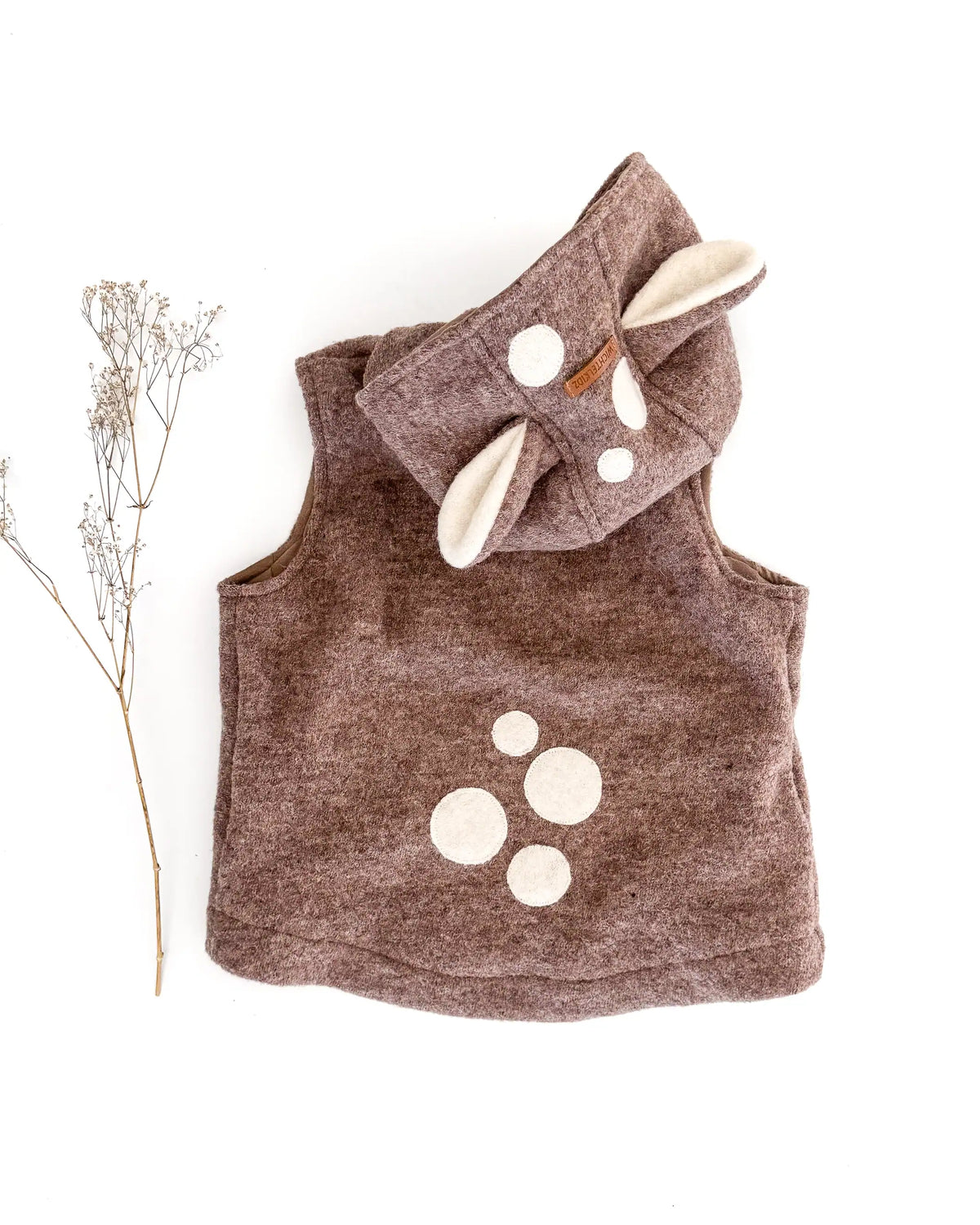 temperaturregulierende Walkweste für Kinder mit Kragen und Taschen - Kinder Gilet mit Reh-Applikation
