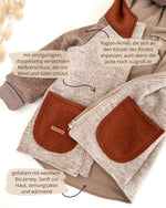 dreifarbige Walkjacke für Kinder in neutralen Tönen für Herbst, Winter und Frühling