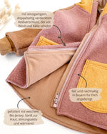 Bunter Kinder Wollwalk Jacke mit Reißverschluss und Taschen