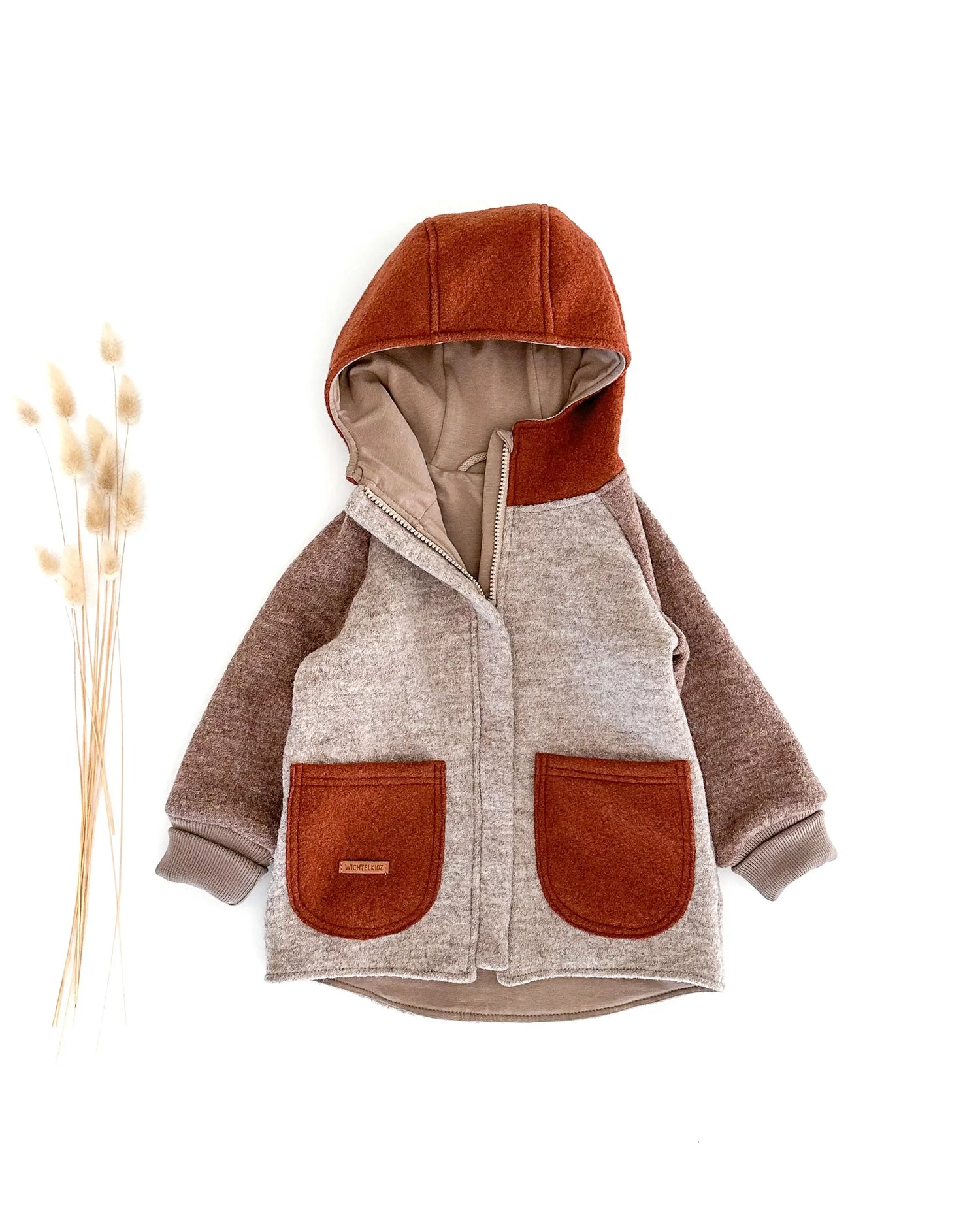 temperaturregulierende Color block Walkjacke mit verdecktem Reißverschluss und Kinnschutz