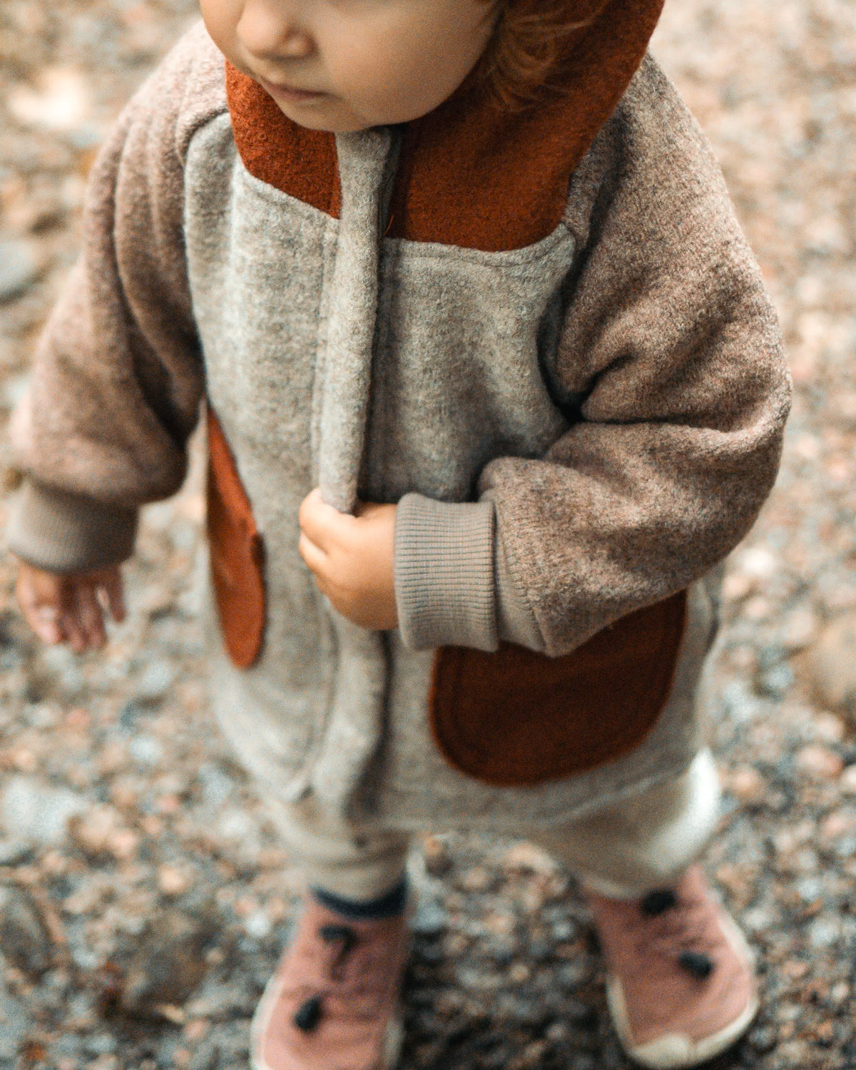 Colorblock Wollwalk Jacke für Kinder und Babys - neutral unisex in herbstfarben