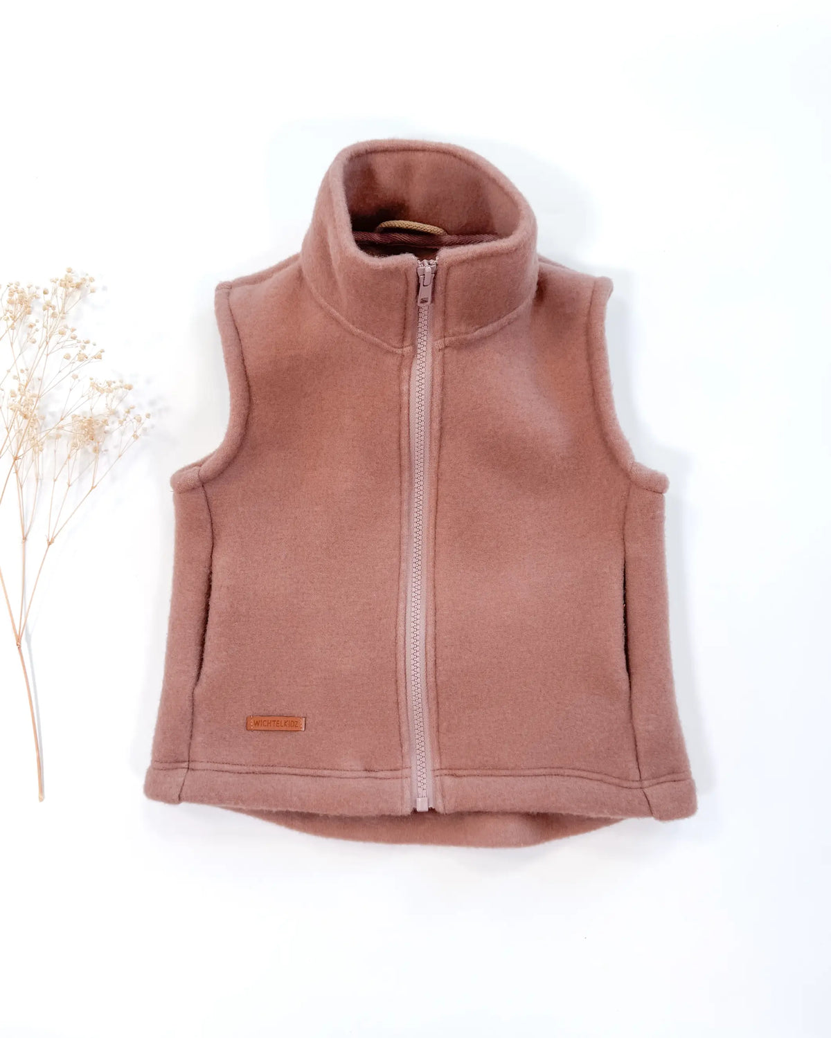 Kinder Weste aus Bio Wollfleece in Altrosa