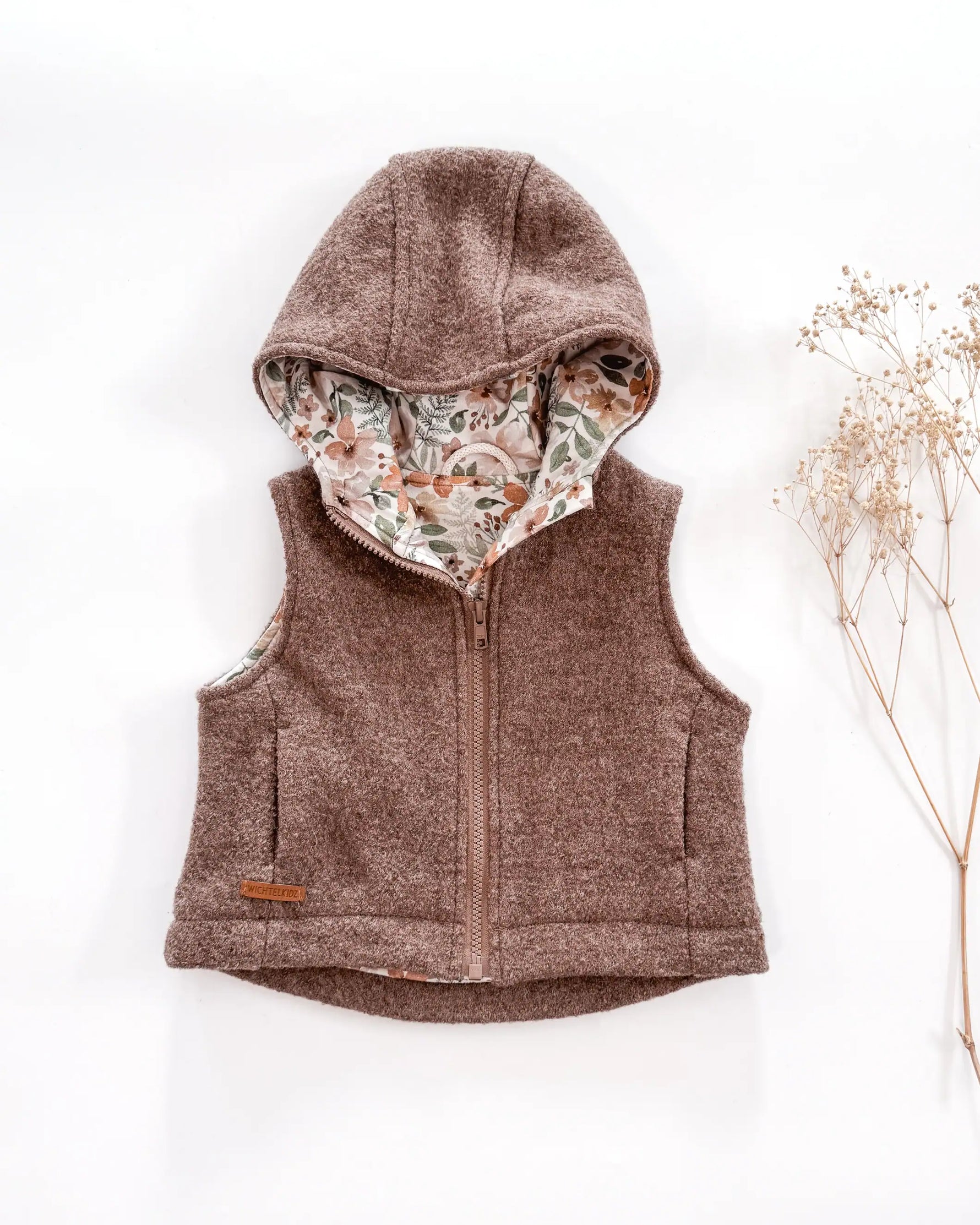 temperaturregulierende Walkweste für Kinder mit Kragen und Taschen - Kinder Gilet mit Kapuze