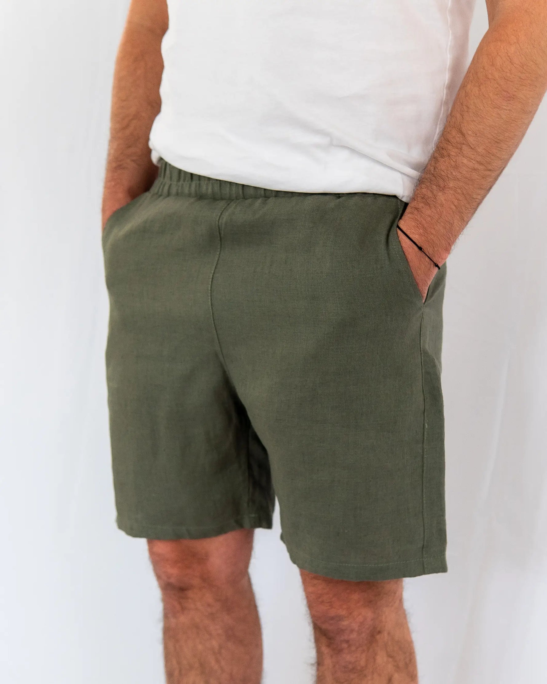 leichte Leinen Shorts für Männer im Chino-Schnitt, knielang und locker geschnitten für Alltag, Urlaub und Freizeit