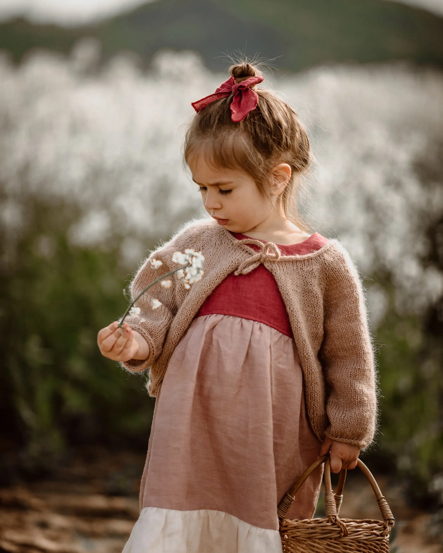 Wichtelkidz baby und Kinder Kleid aus 100% weichem Leinen. Leichtes und luftiges Colorblock Leinenkleid für den Sommer. Unser individuell angefertigtes Kleid mit Rüschen ist ideal für festliche Anlässe wie eine Taufe, Geburtstag, Hochzeit, als Kleid für ein Blumenmädchen oder die Einschulung.