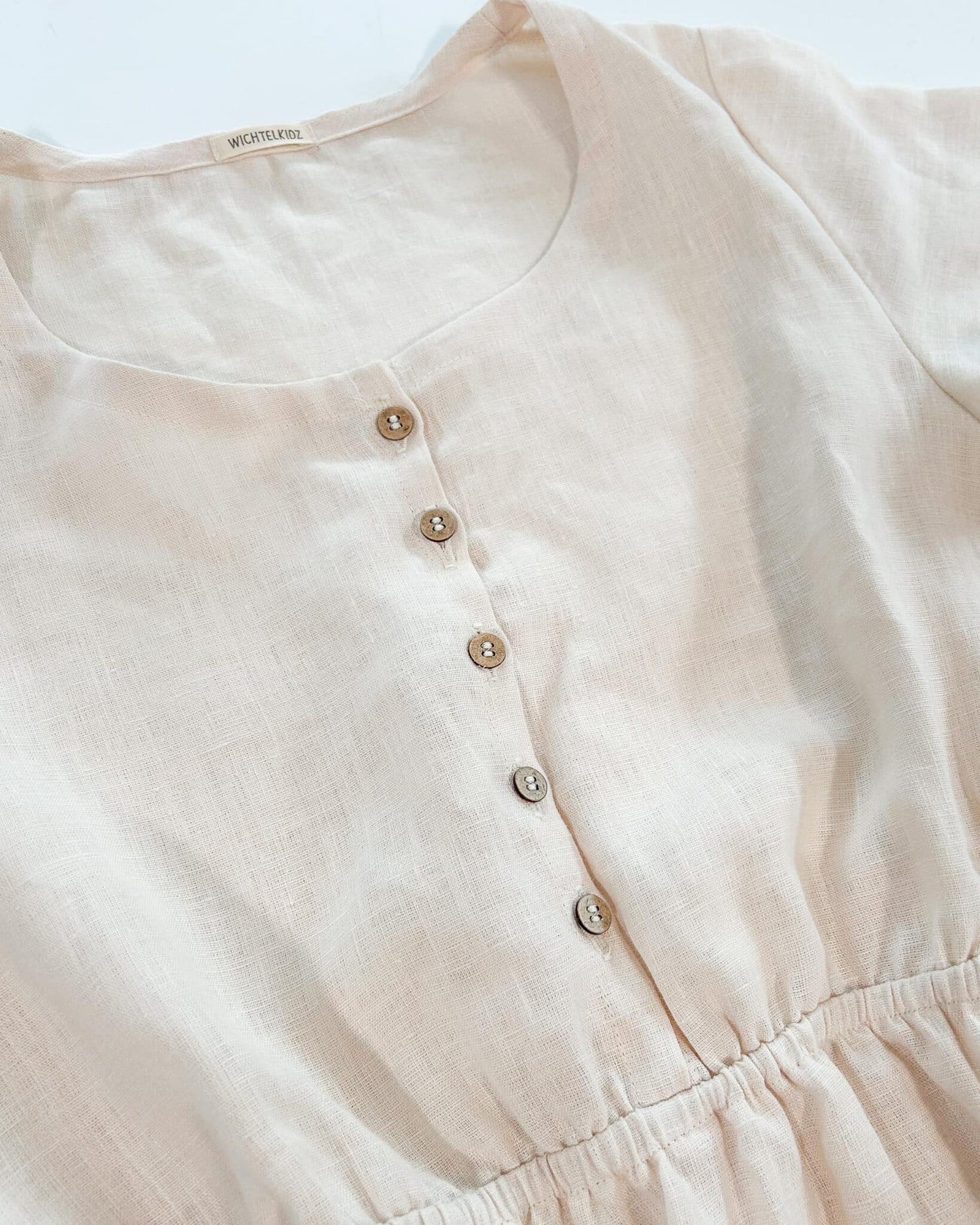 Sofortkauf: Damen Leinenkleid mit Knopfleiste in Wollweiß, Gr. L (42/44)