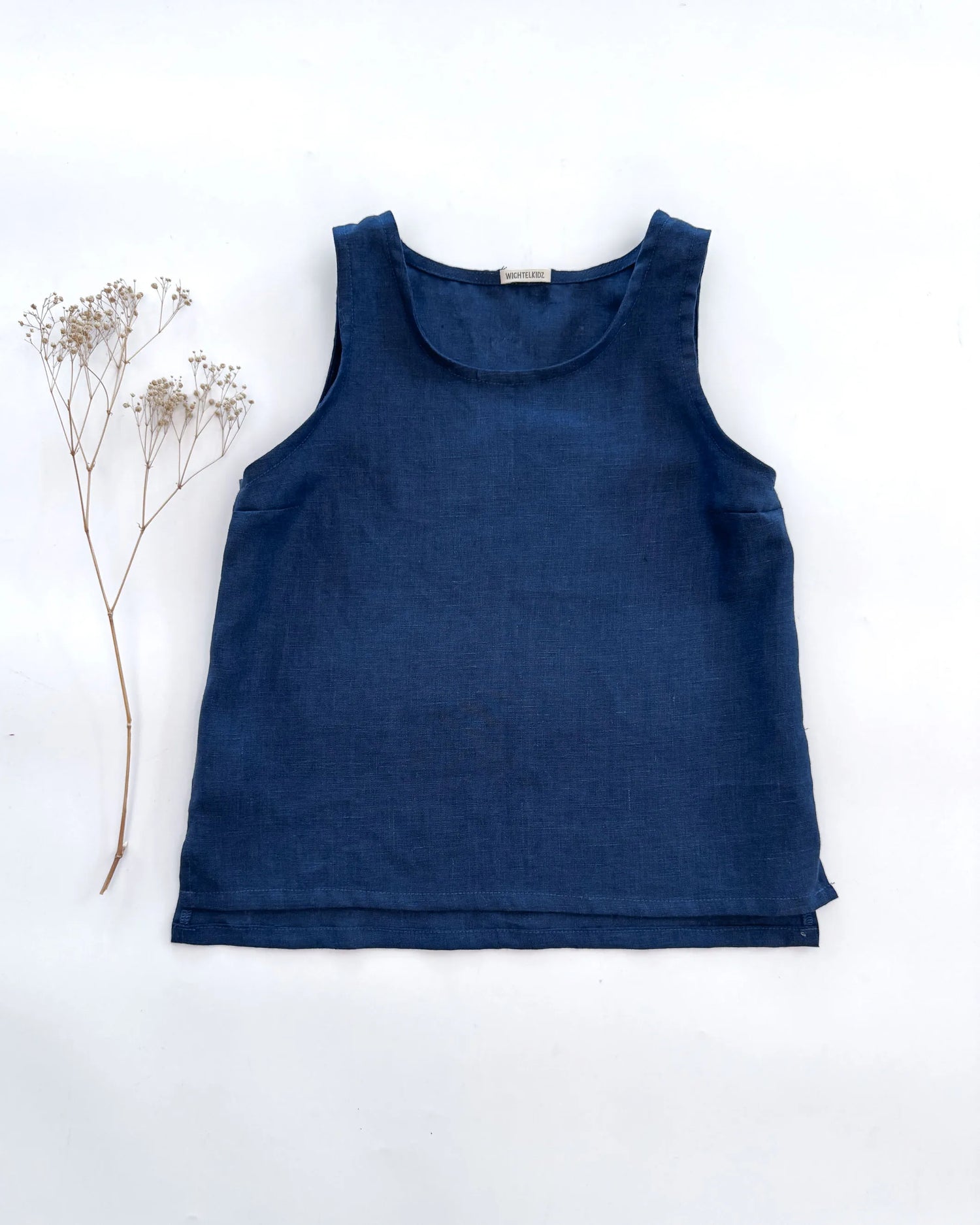 Sofortkauf: ärmelloses Leinen Top für Damen in Marineblau, Gr. S(34/36)