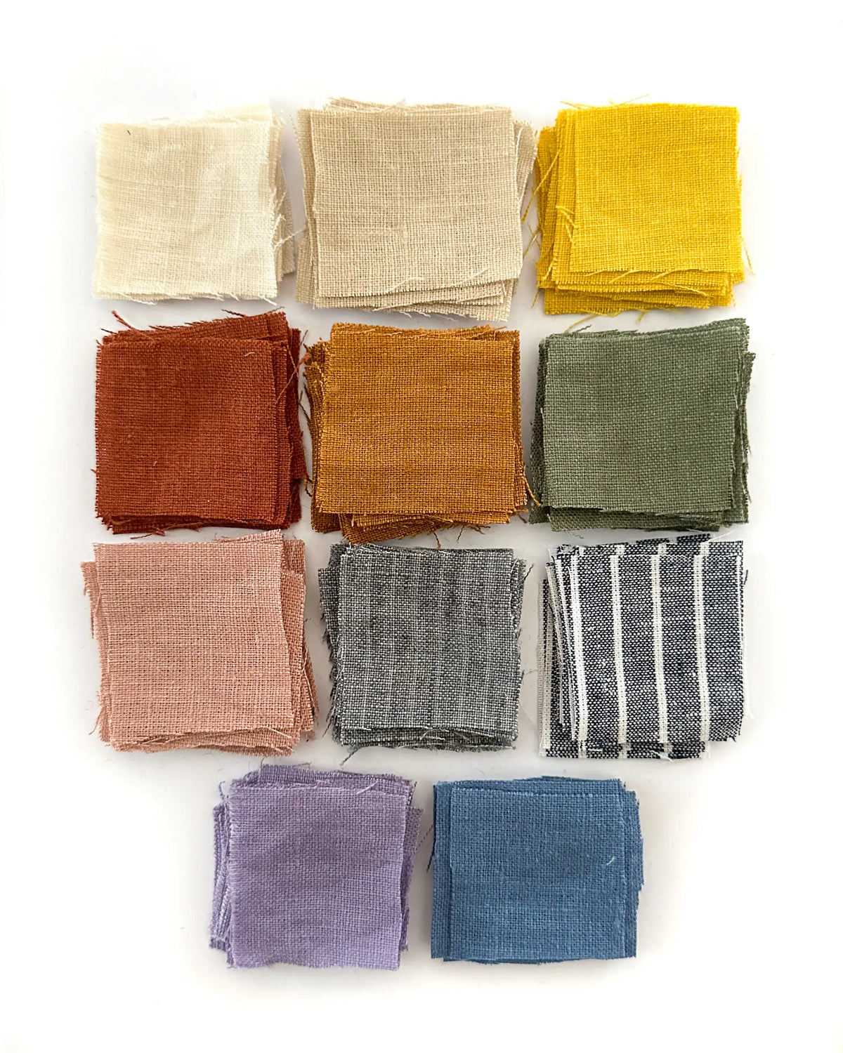 überzeuge dich vorab mit Stoffproben kleiner Musterstücke von Qualität und Farbe unserer hochwertigen und weichen Leinenstoffe