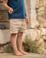 Bermuda Sommer Shorts für Jungen und Mädchen - knielange kurze Hose aus gewaschenem Leinen