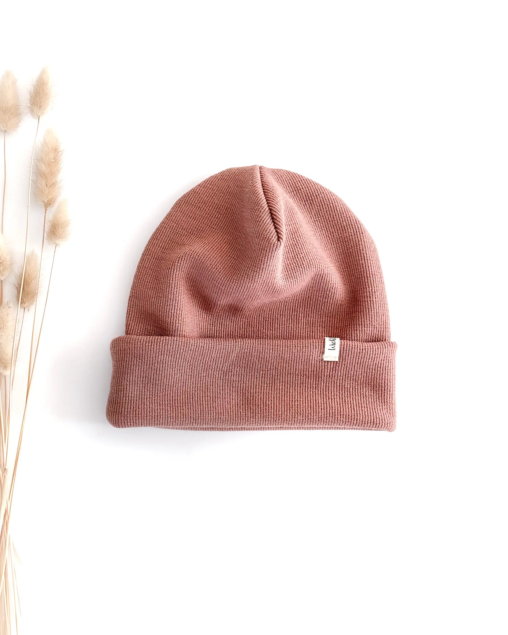 warme Wintermütze aus Merinowolle - Hipster Beanie für Damen, Kinder und Babys Altrosa
