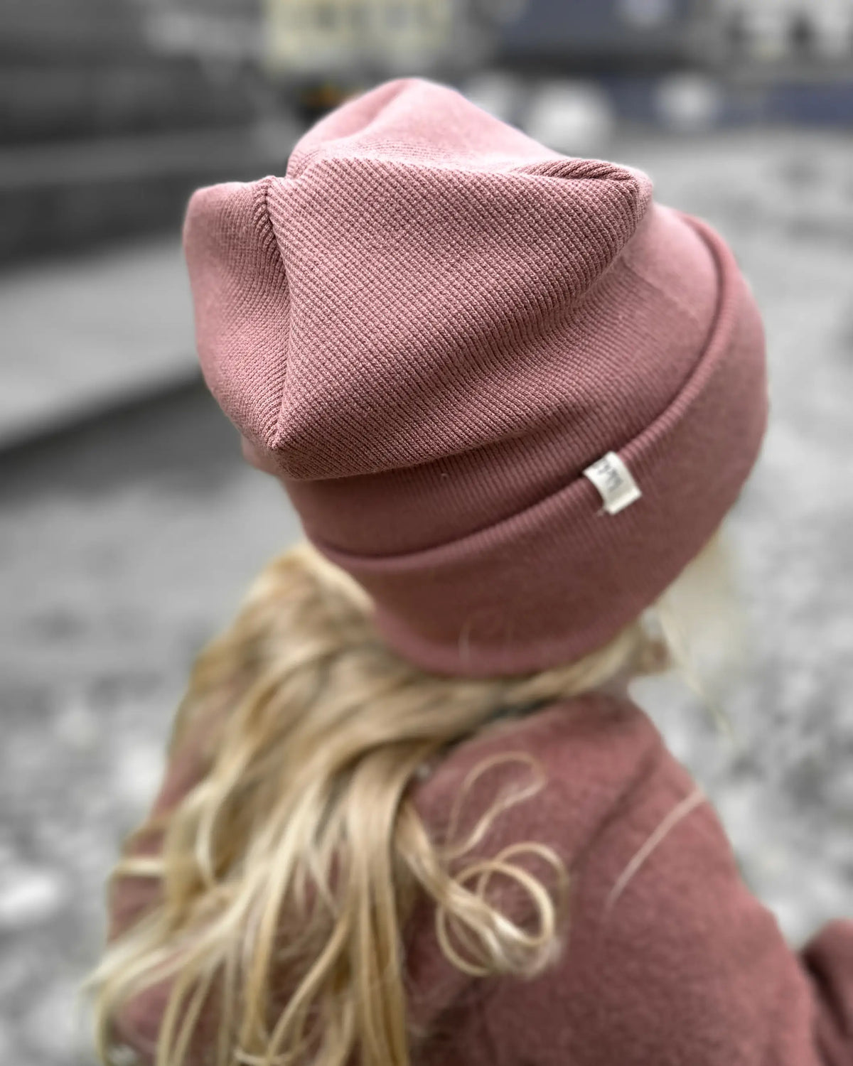 lässige Beanie aus Merinowolle für Kinder und Babys in Altrosa