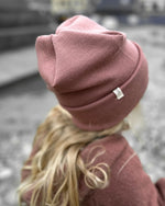 lässige Beanie aus Merinowolle für Kinder und Babys in Altrosa