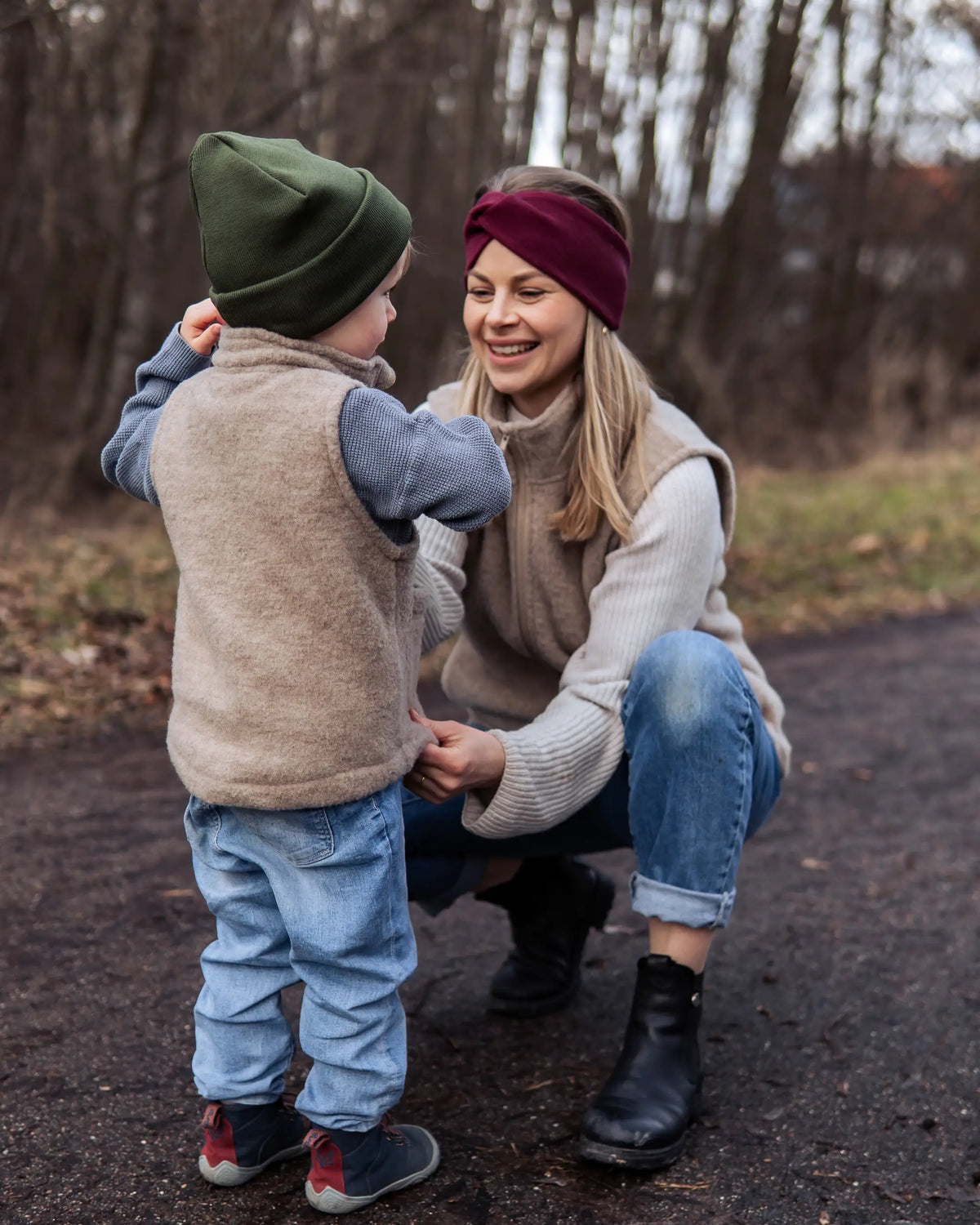 Kinder Wollfleece Weste aus 100% Bio Merinowolle mit Reißverschluss und Taschen