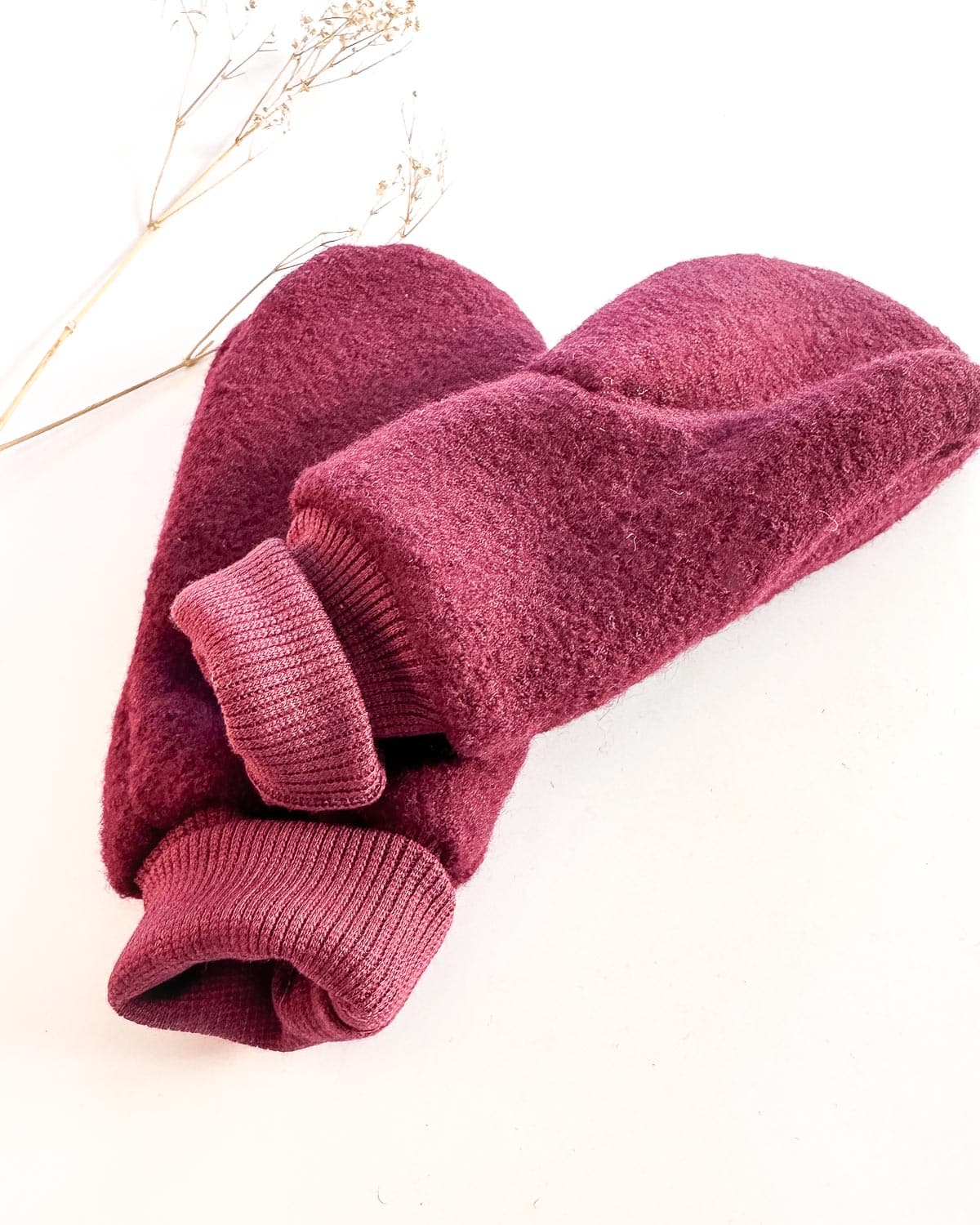 Sofortkauf: Damen Wollwalk-Handschuhe Beere - ungefüttert