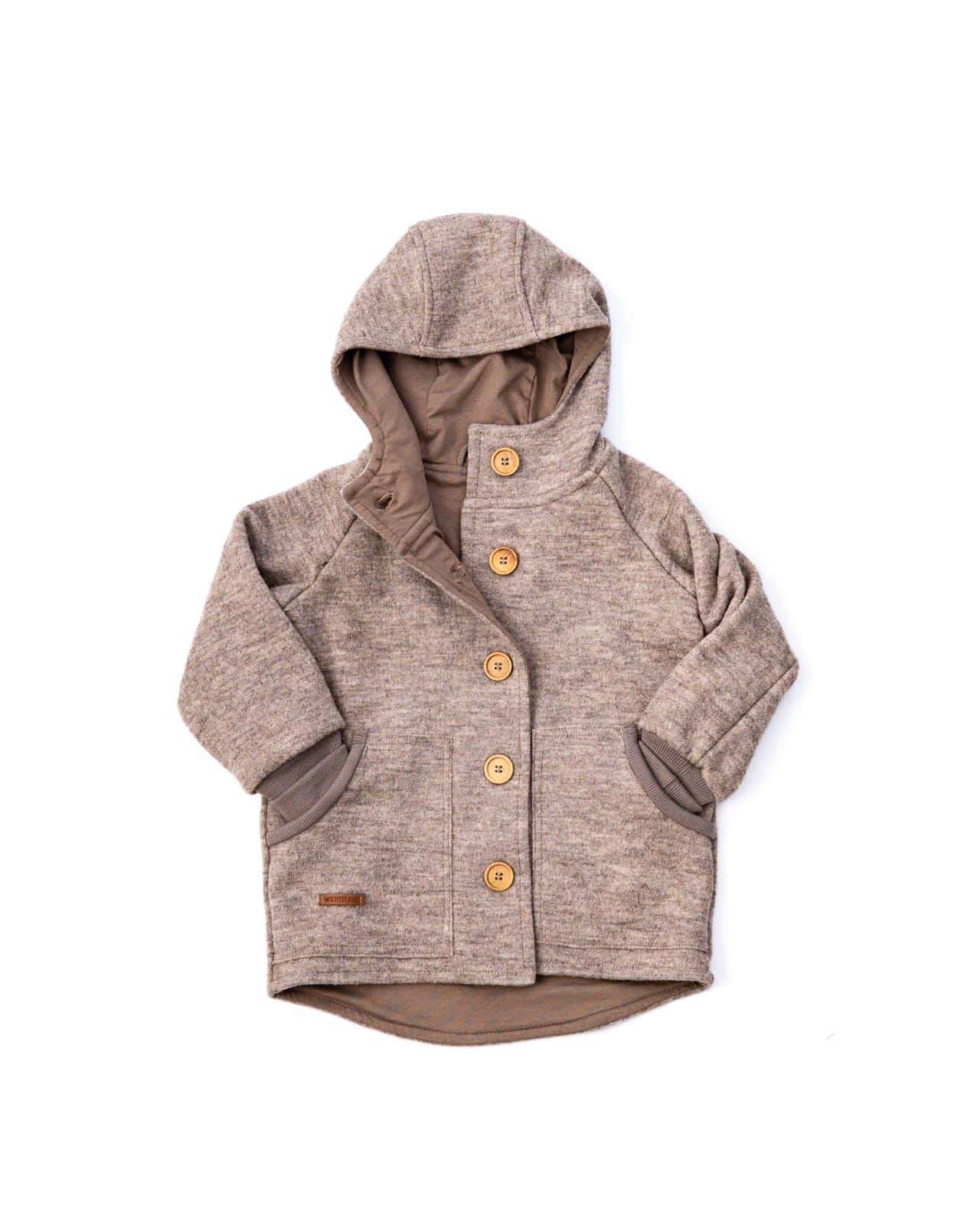 Sofortkauf: Walkjacke mit Holzknöpfen in Sand Meliert, Gr. 104/110