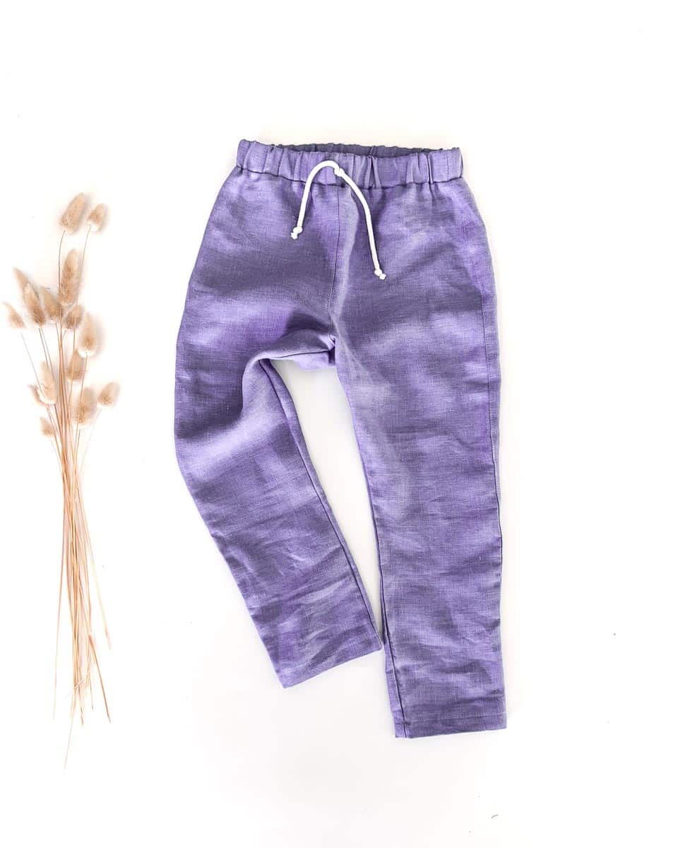 Sofortkauf: Leinenhose in Lavendel mit Kordel, Gr. 86/92