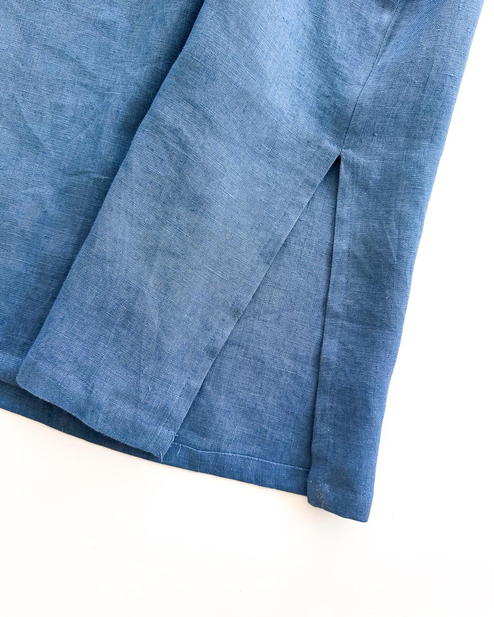 Sofortkauf: Damen Leinenkleid mit Knopfleiste in Jeansblau, Gr. XL (46/48)