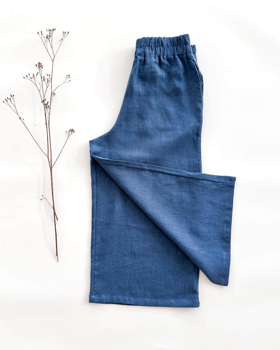 Sofortkauf: Damen Culotte aus Leinen in Jeansblau, Gr. S (34/36)