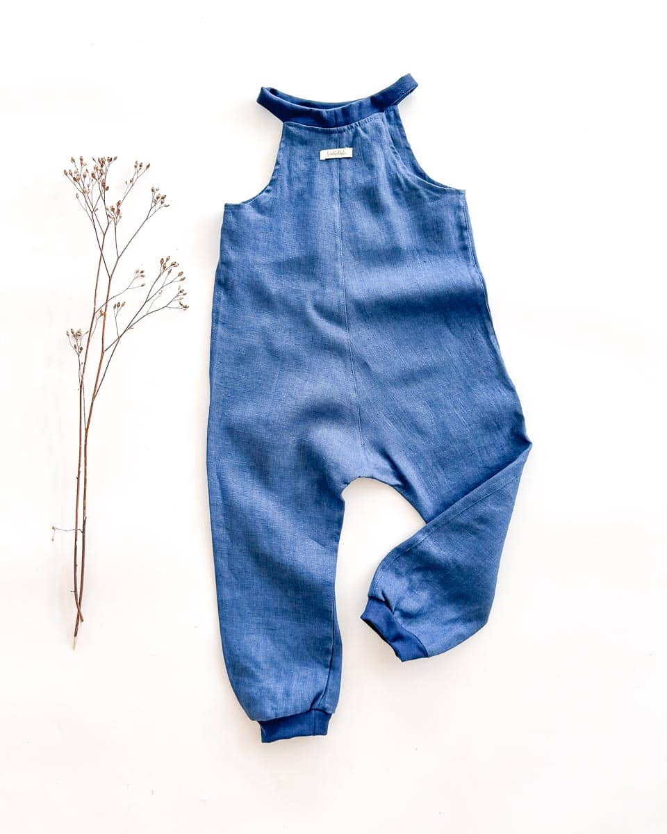 Sofortkauf: Leinen Jumper/ Romper in Jeansblau, Gr. 92/98
