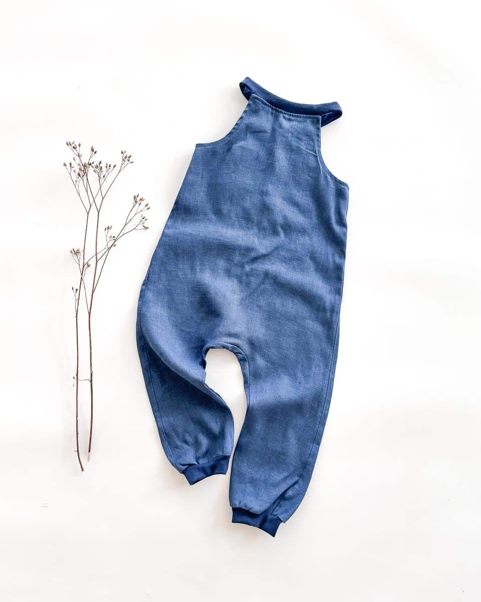 Sofortkauf: Leinen Jumper/ Romper in Jeansblau, Gr. 92/98