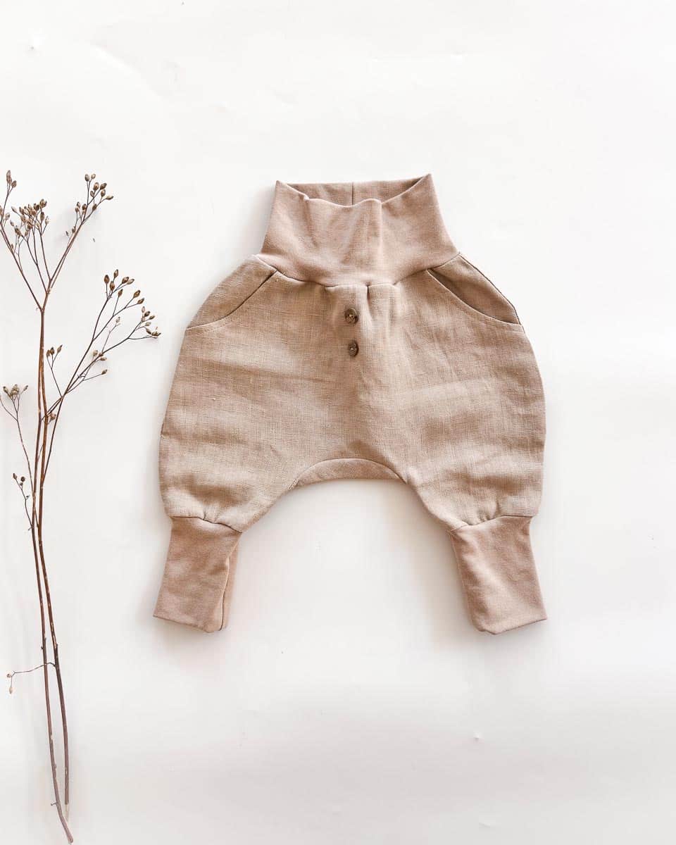Sofortkauf: Leinen Knickerbocker in Sand, Gr. 62/68