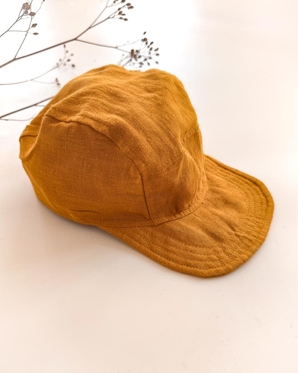 Sofortkauf: Kinder Cap aus Leinen in Senf, Gr. 48-50