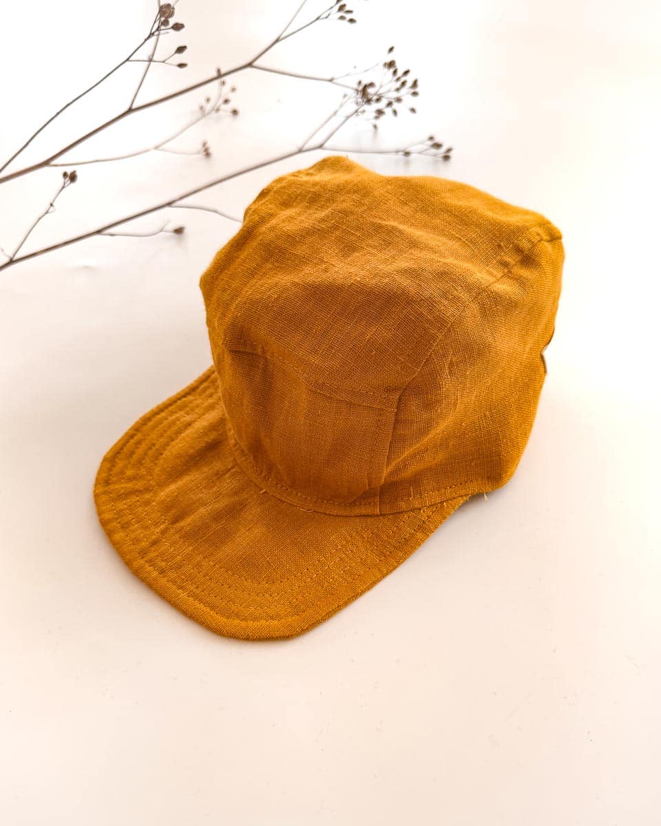 Sofortkauf: Kinder Cap aus Leinen in Senf, Gr. 48-50
