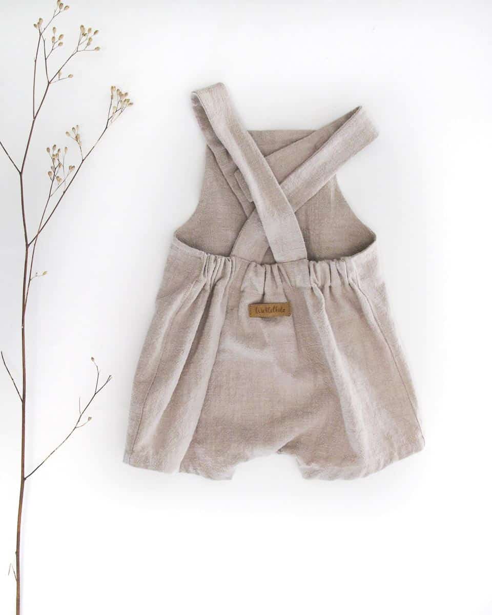 Sofortkauf: kurze Leinen Latzhose/ Salopette  Sand, Gr. 50/56