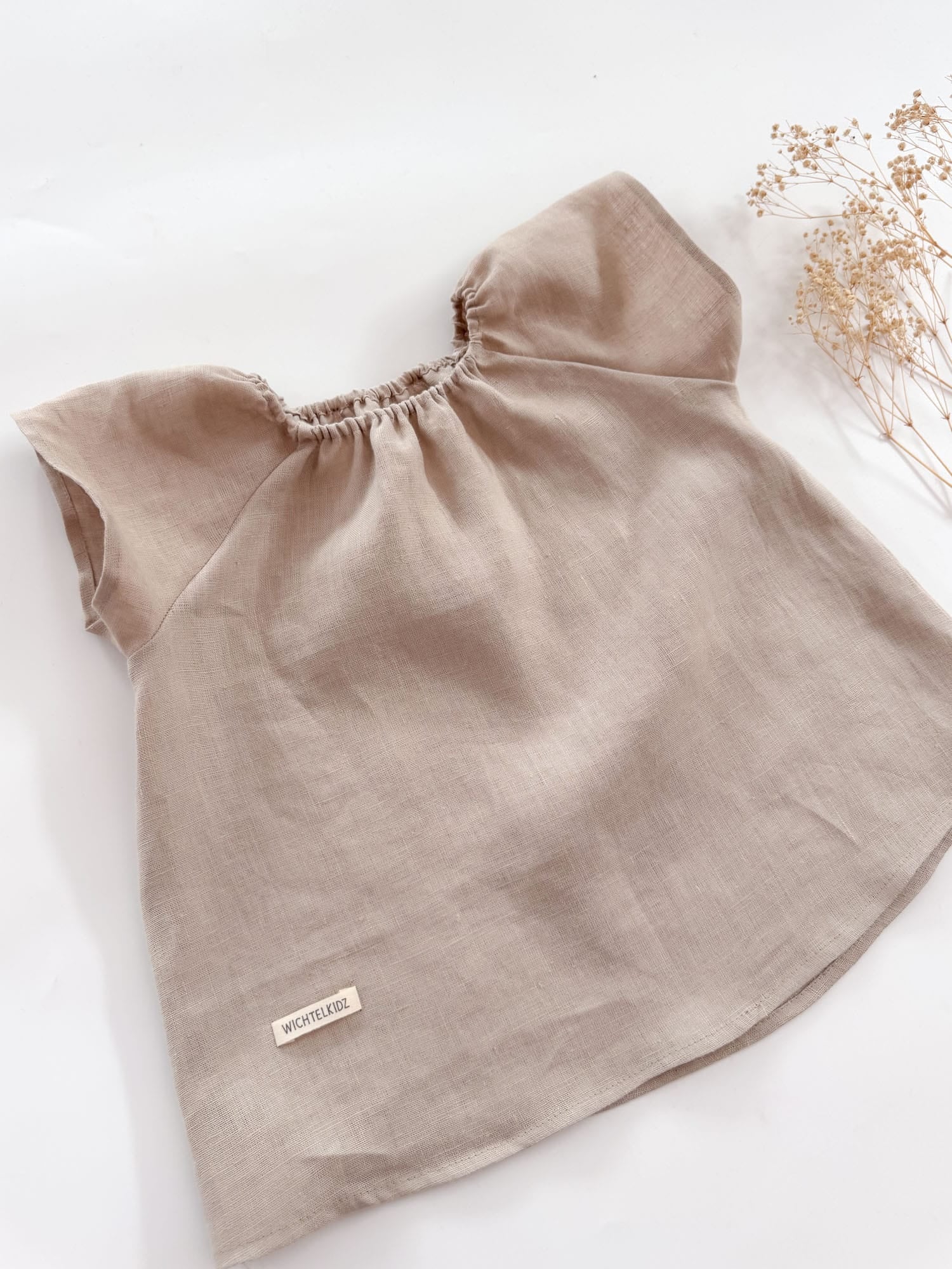 Sofortkauf: Leinenbluse kurzarm in Sand, Gr. 98/104