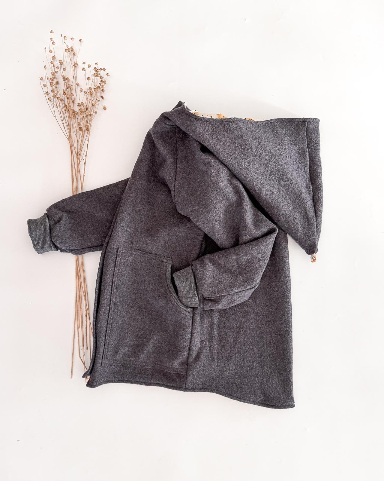Sofortkauf: Merino-Walkjacke Graphit mit Reißverschluss und Taschen, Gr. 152/158